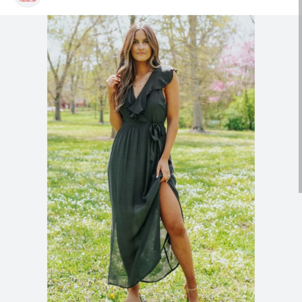 Magnolia boutique la playa black ruffle maxi dress - Picture 2 of 3